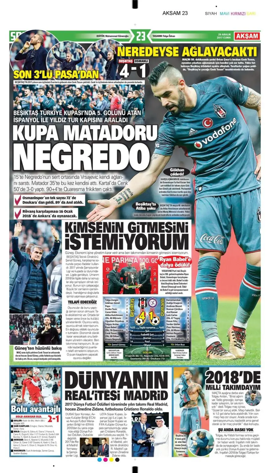 Günün spor gazeteleri (29 Aralık 2017) 1