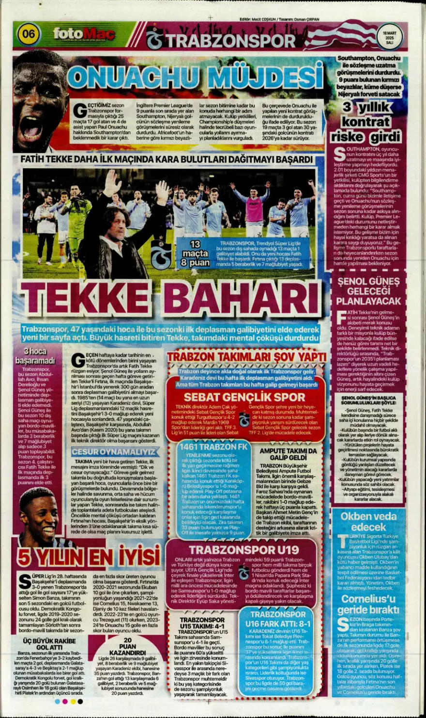 "Osimhen için iki seçenek var" (18 Mart 2025 spor manşetleri) 25