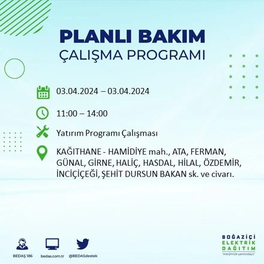 İstanbul'un 19 ilçesinde elektrik kesintisi: Elektrikler ne zaman gelecek? (3 Nisan tarihli BEDAŞ kesinti programı) 41