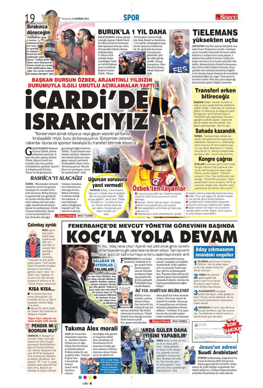 Günün spor manşetleri (8 Haziran 2023) 10