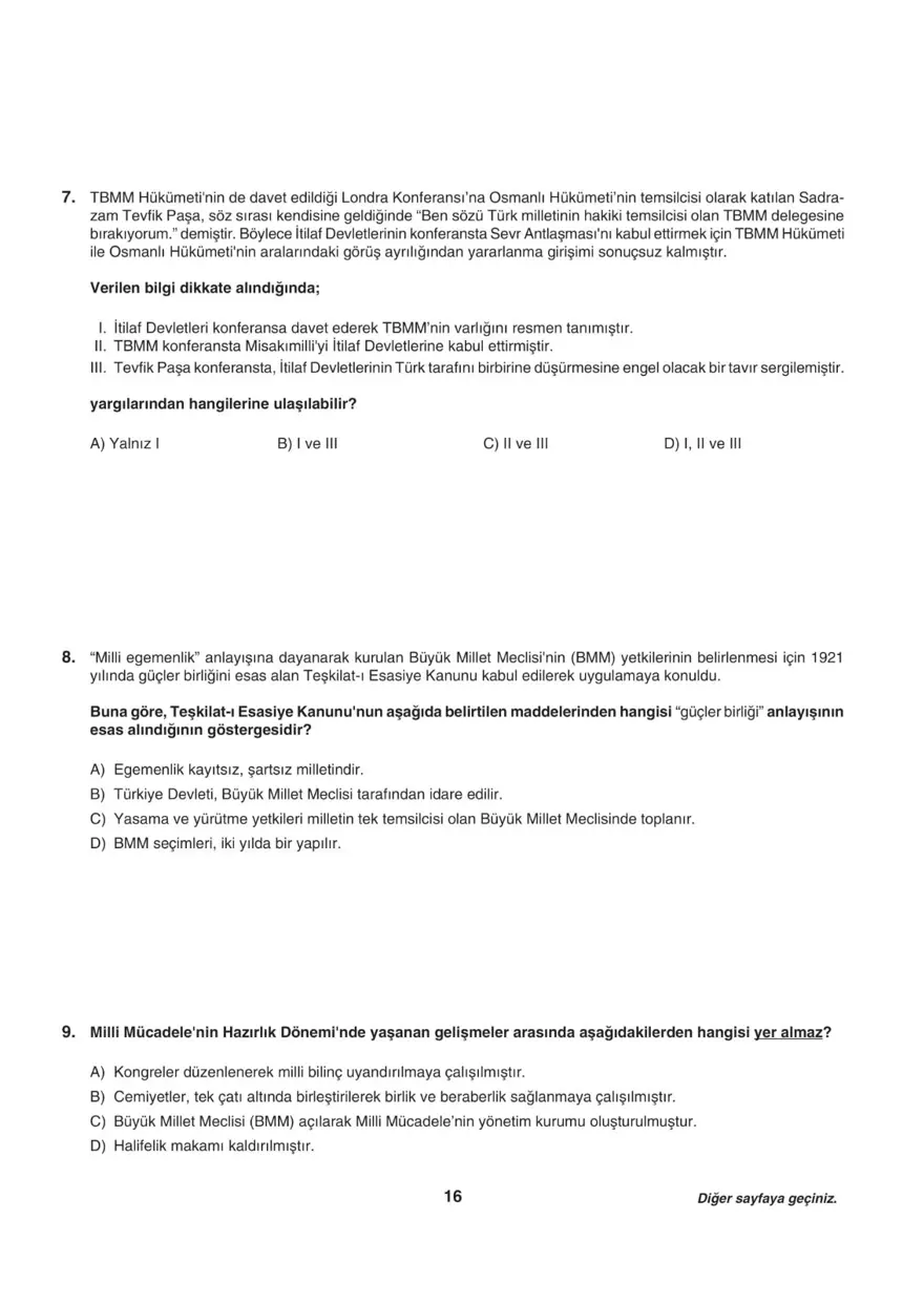 Uğur Okulları LGS-1 sözel deneme sınavı 14