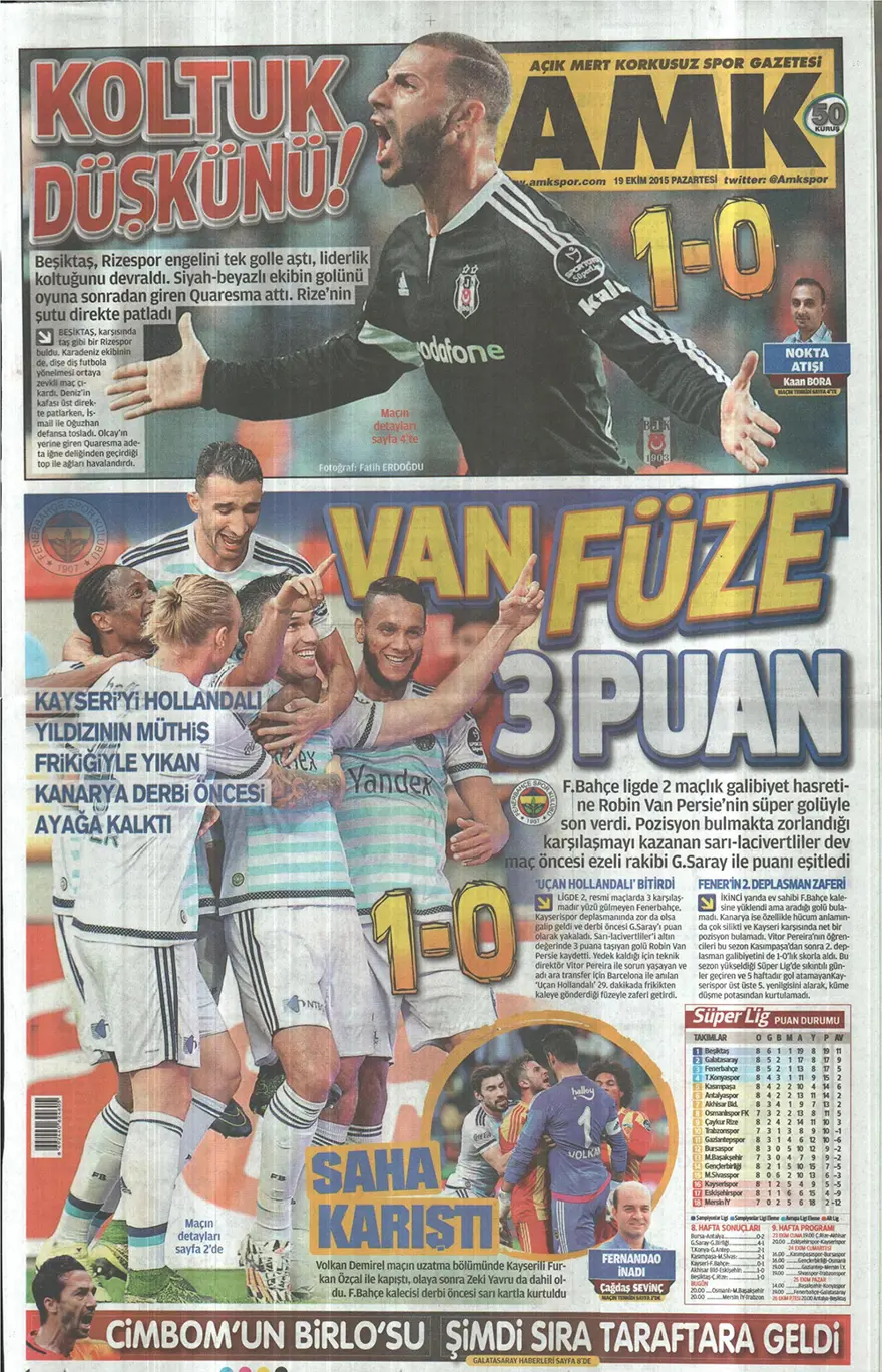 Günün gazete manşetleri - 19 Ekim 2015 20