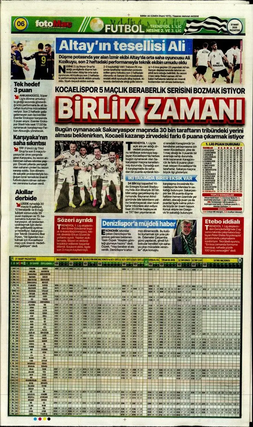 "Aslan'da büyük yemin" (31 Mart 2025 spor manşetleri) 18