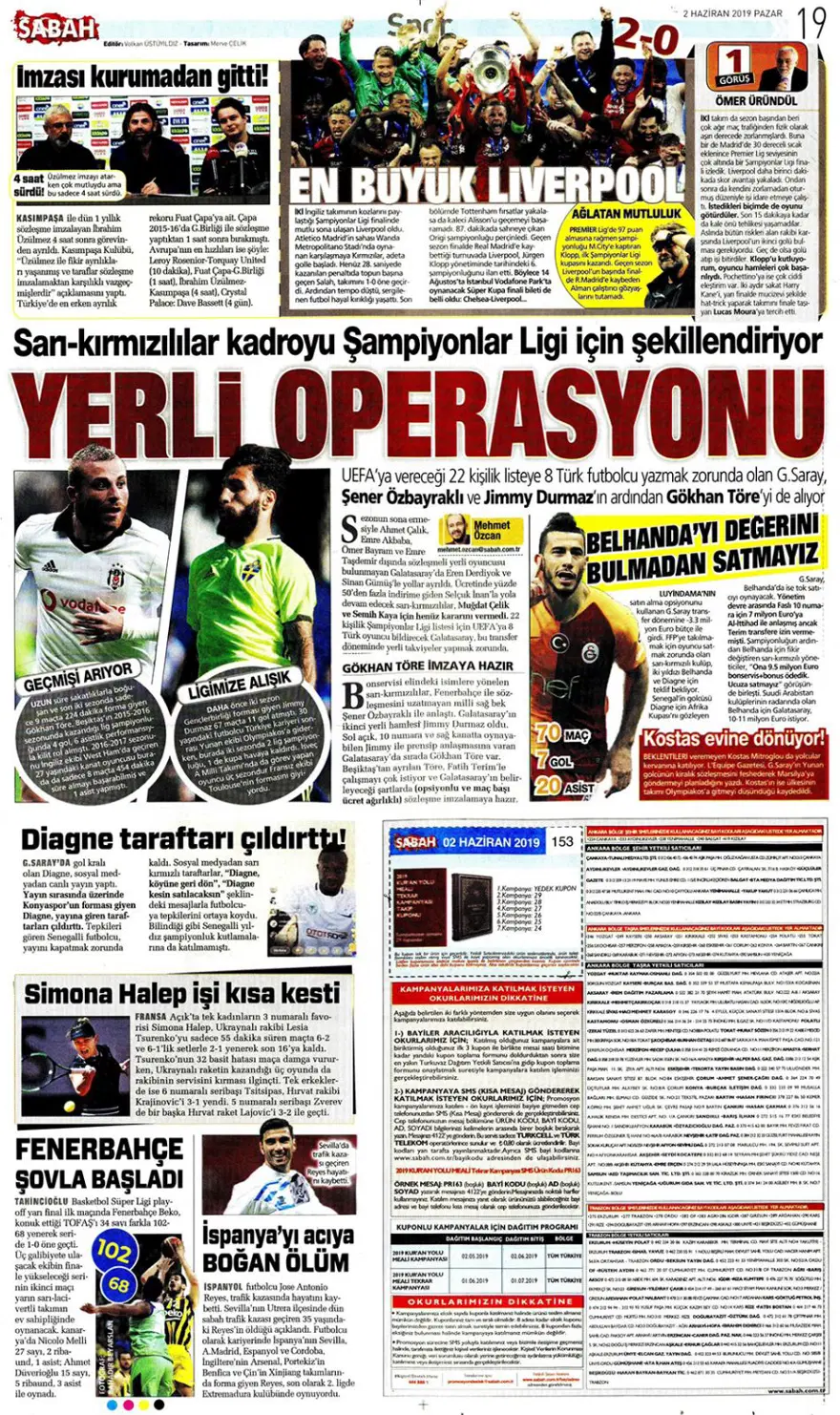 Günün spor manşetleri (2 Haziran 2019) 5