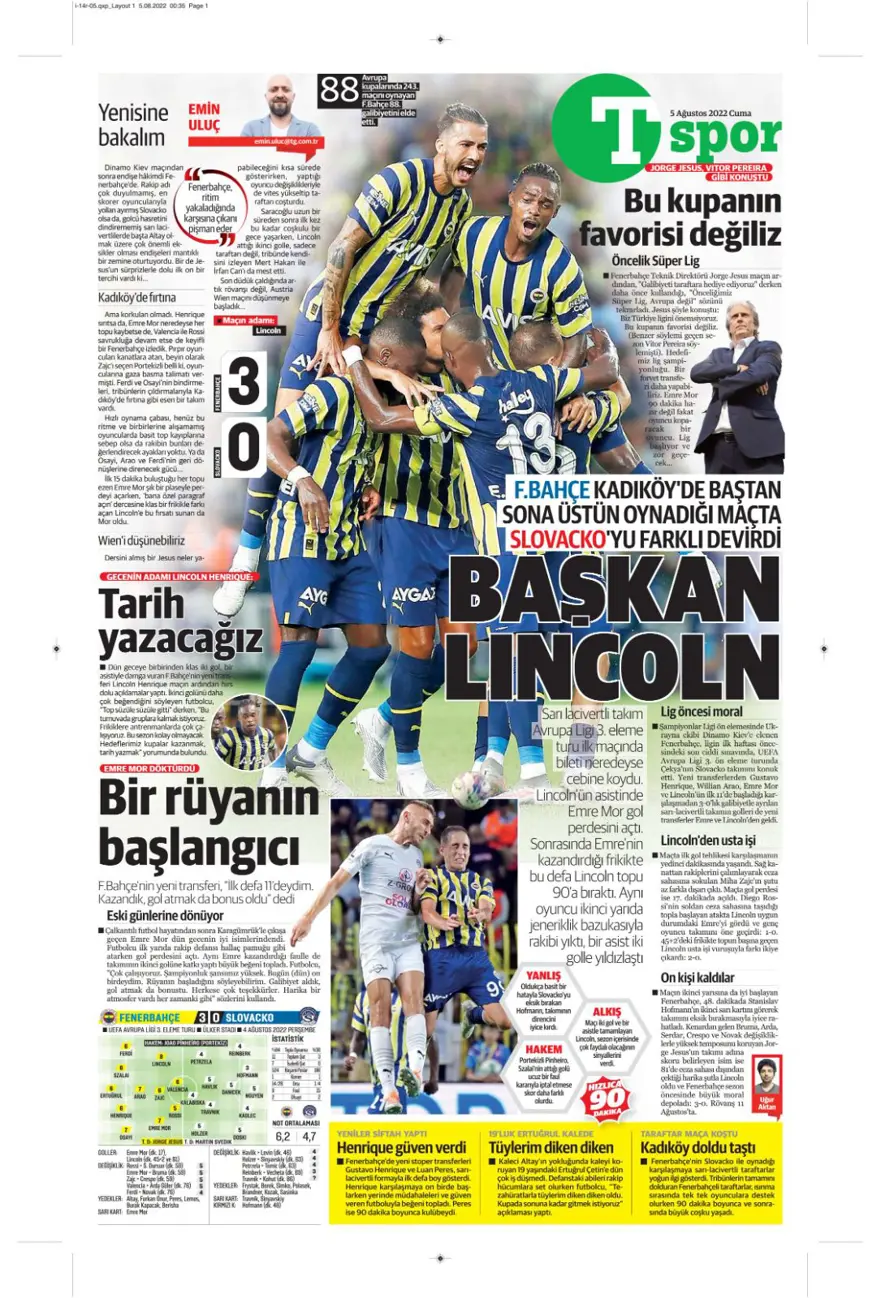 Günün spor manşetleri (5 Ağustos 2022) 15