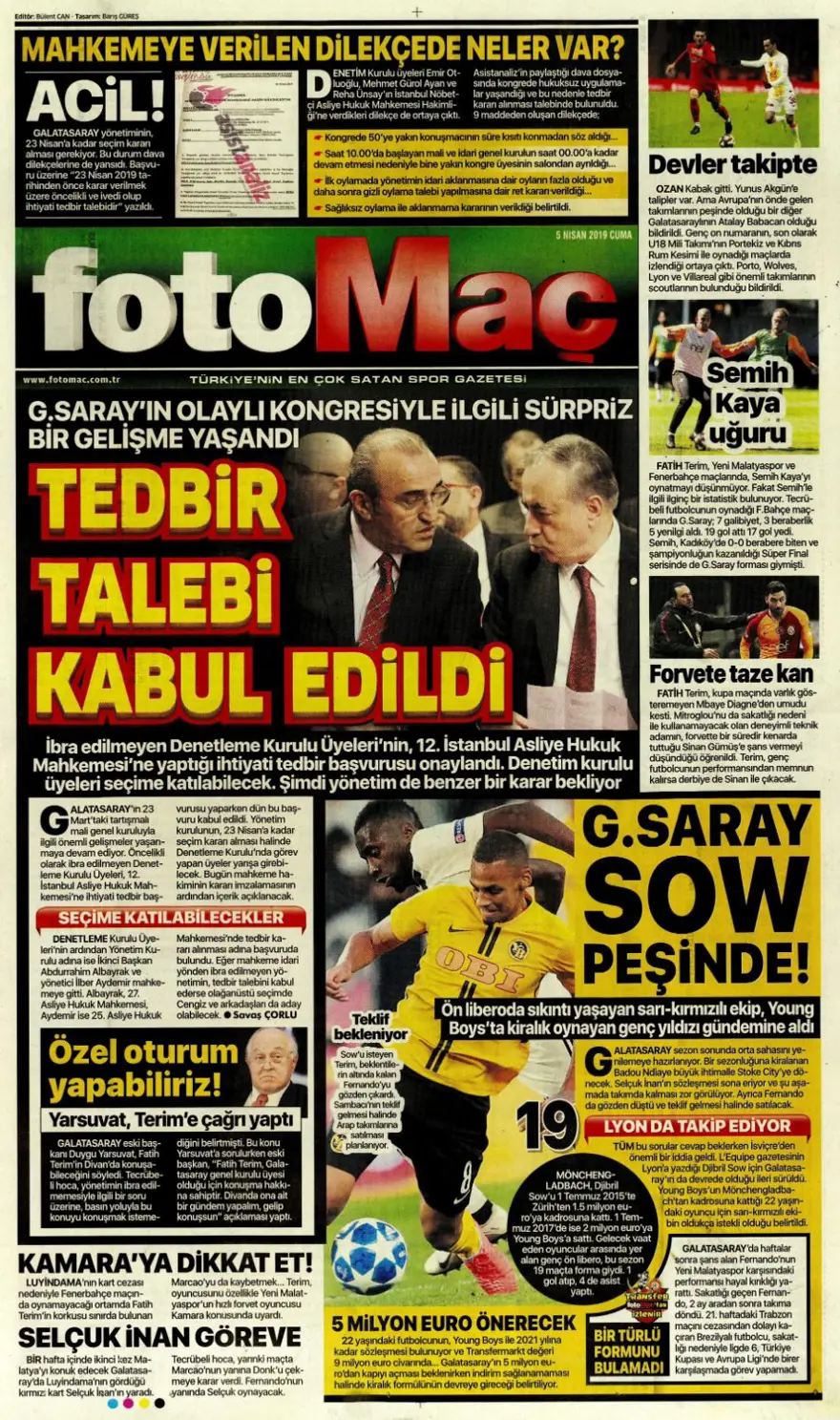 Günün spor manşetleri (5 Nisan 2019) 6