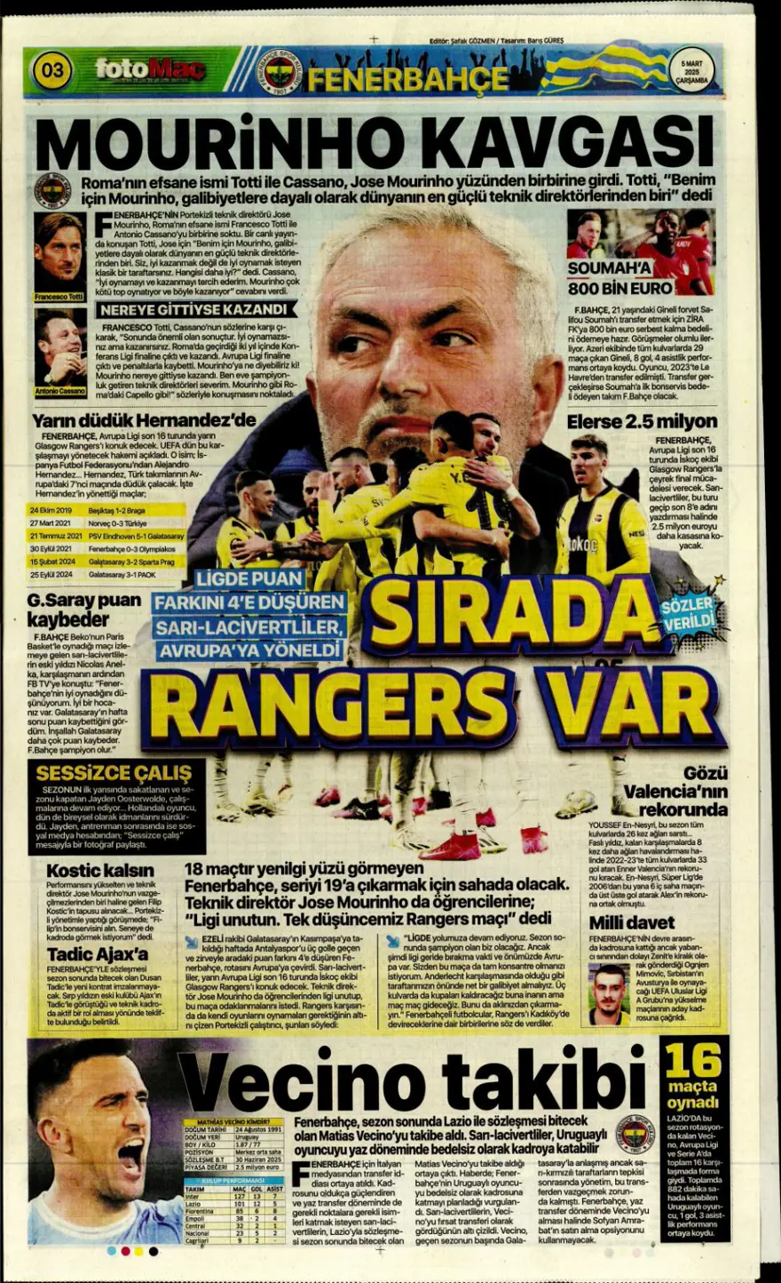 "Gündem yine De Bruyne" (5 Mart 2025 spor manşetleri) 3