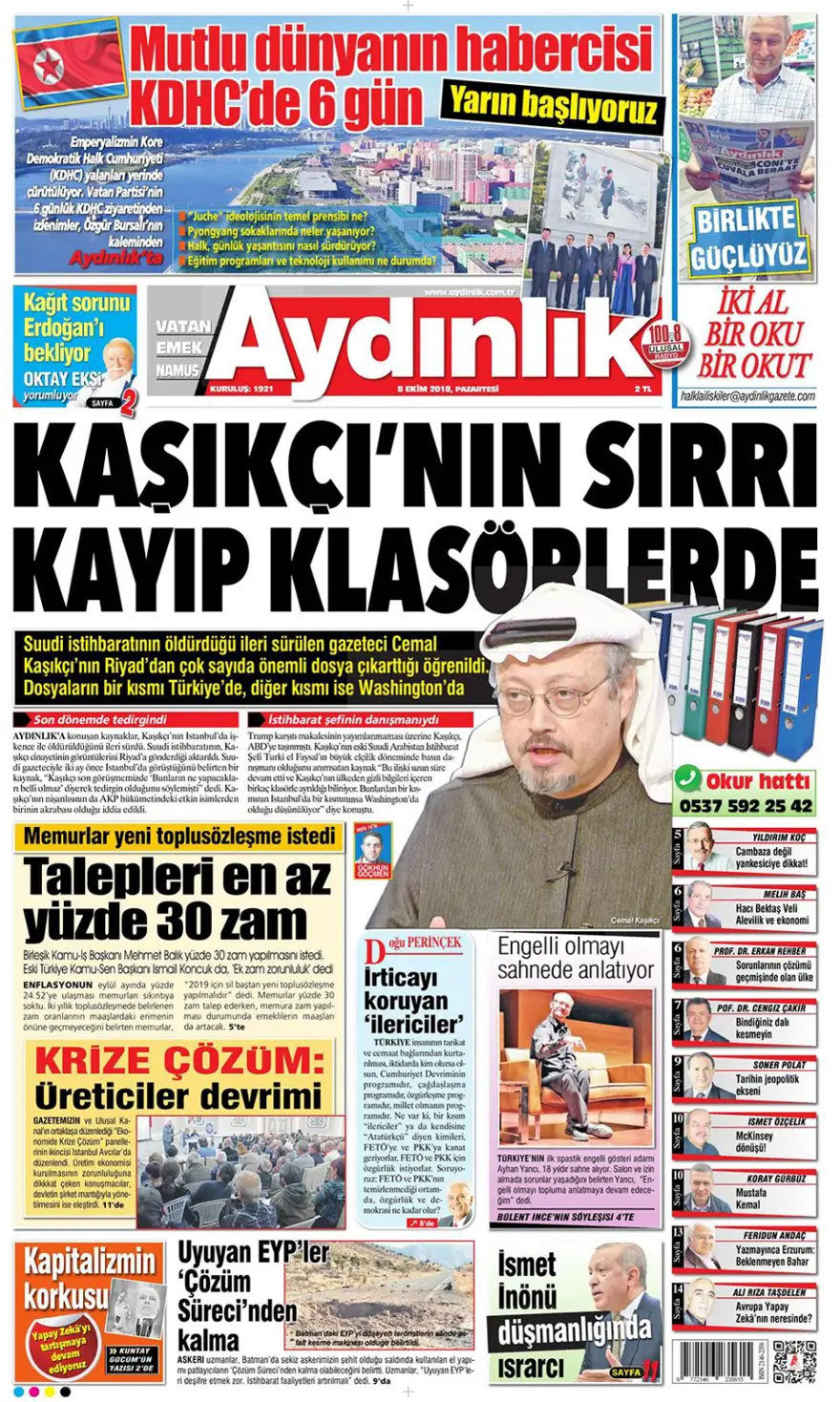 Günün gazete manşetleri - 8 Ekim 2018 14