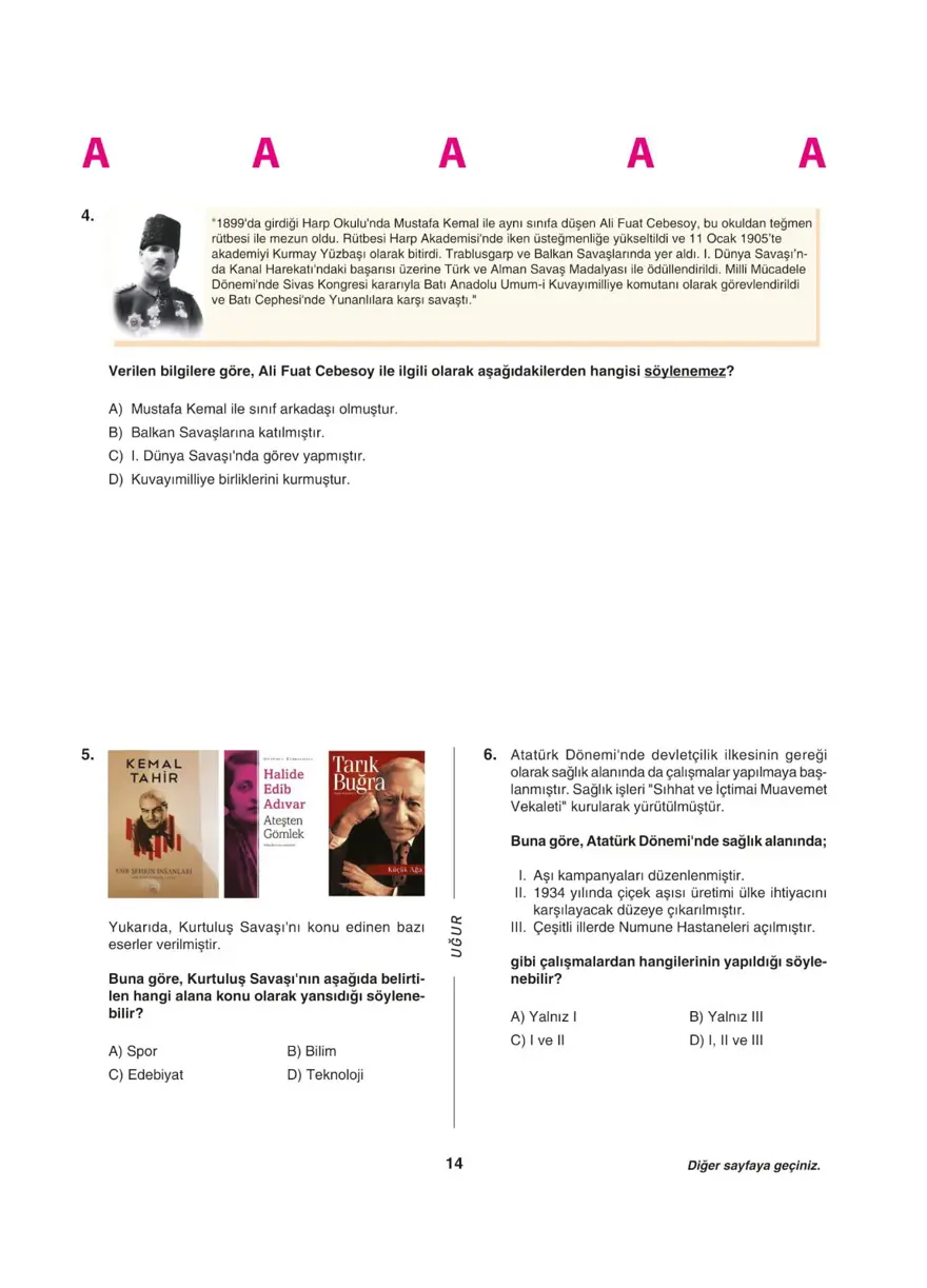 Uğur Okulları LGS deneme sınavı (Sözel bölüm) 13