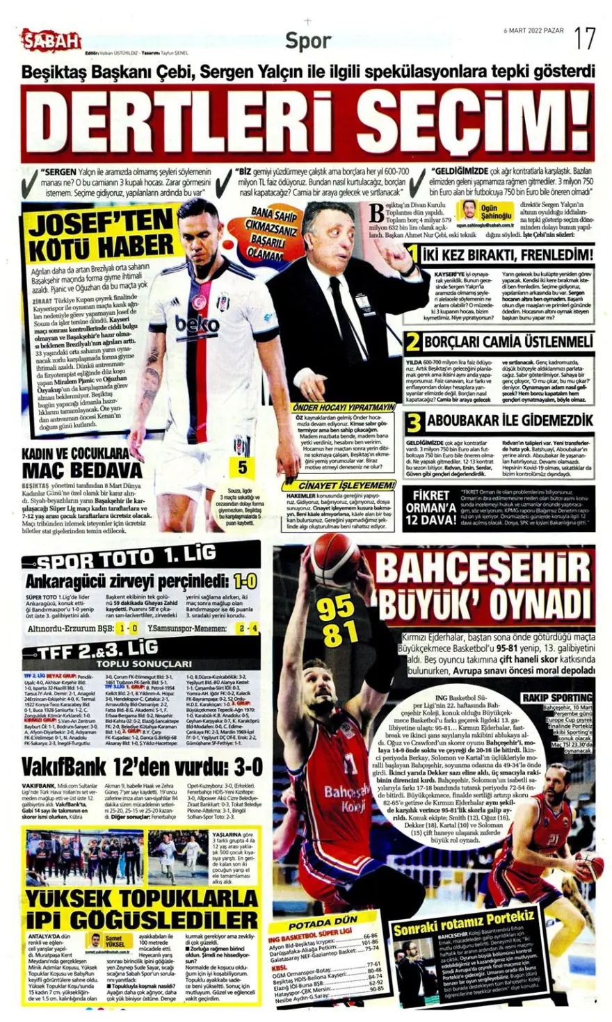 Günün spor manşetleri (6 Mart 2022) 8 Günün spor manşetleri (6 Mart 2022) 8