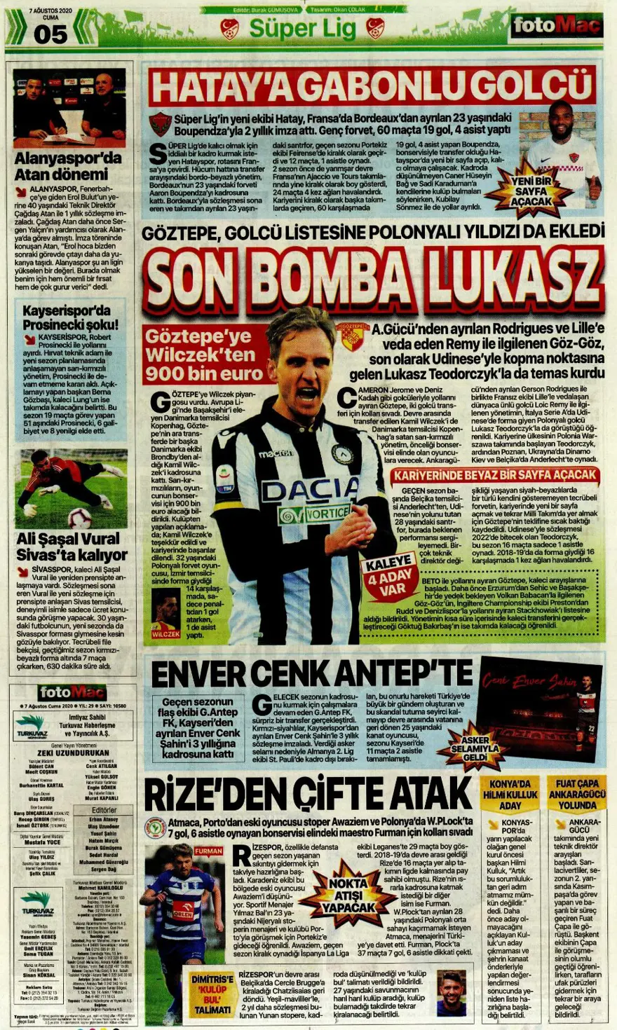 Günün spor manşetleri (07 Ağustos 2020) 4