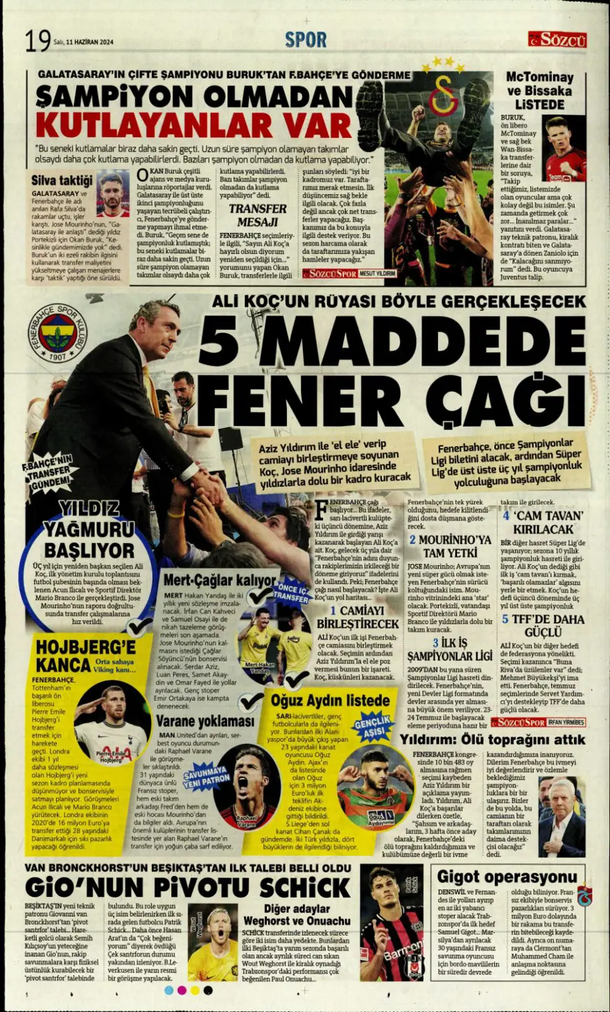 "Fenerbahçe'den Mane bombası" (11 Haziran 2024 spor manşetleri) 10