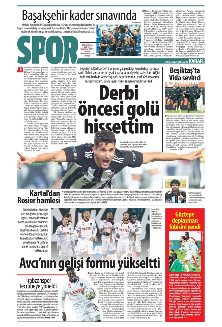 Günün spor manşetleri (2 Aralık 2020) 5