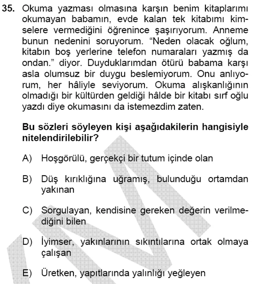 YGS Türkçe Soru ve Yanıtları 34