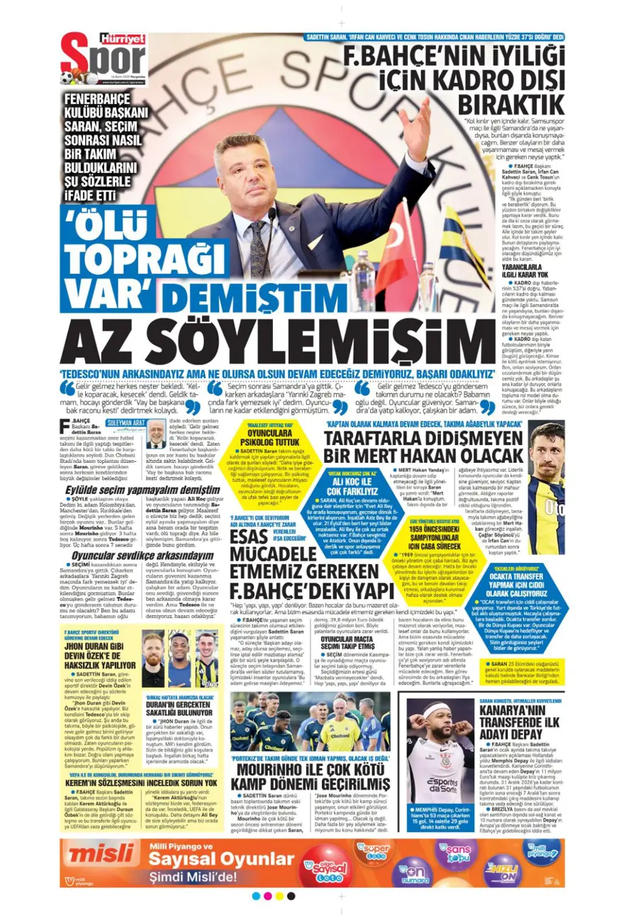 "İrfan Can bombası" (16 Ekim 2025 spor manşetleri) 6