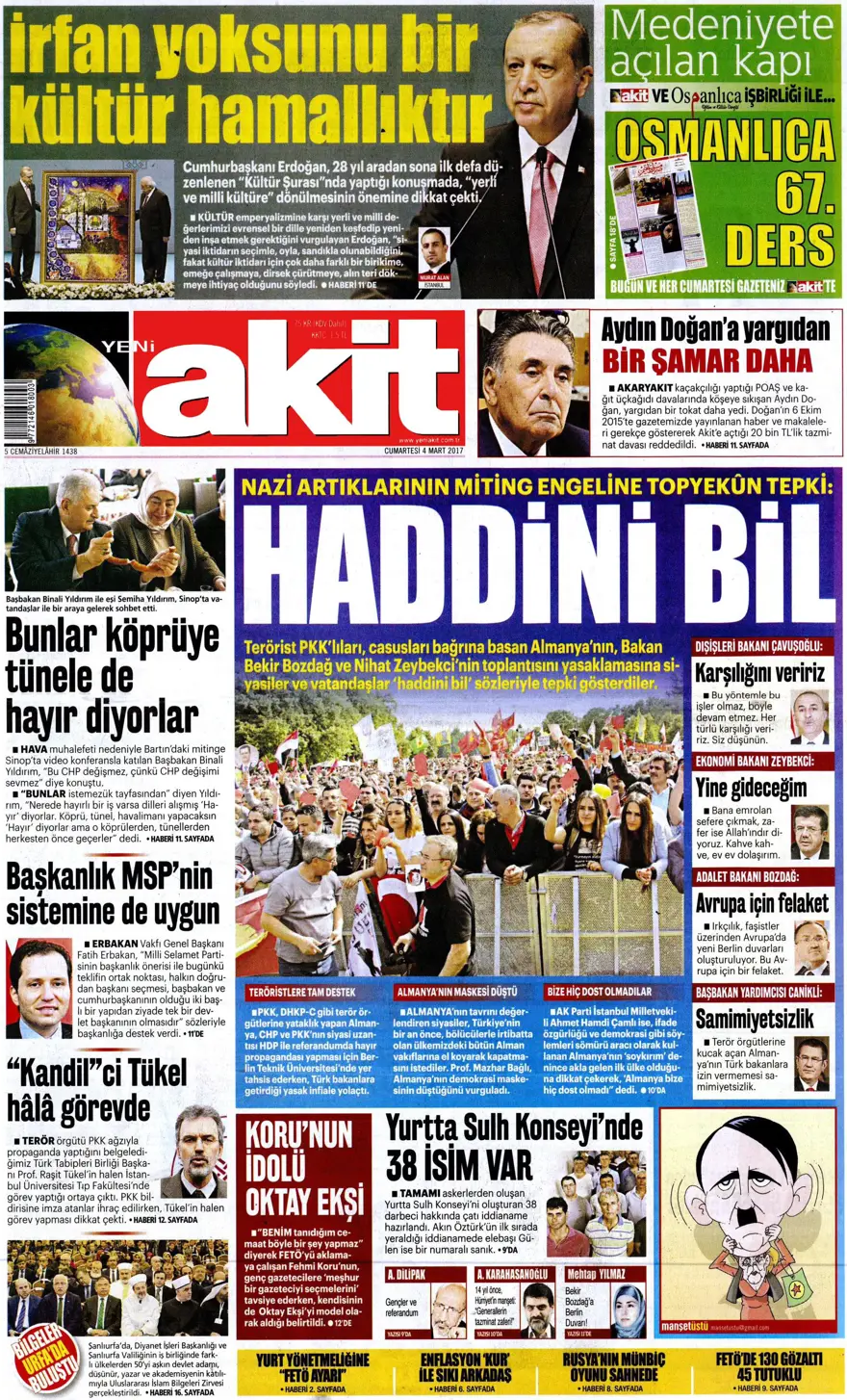 Günün gazete manşetleri - 04.03.2017 14