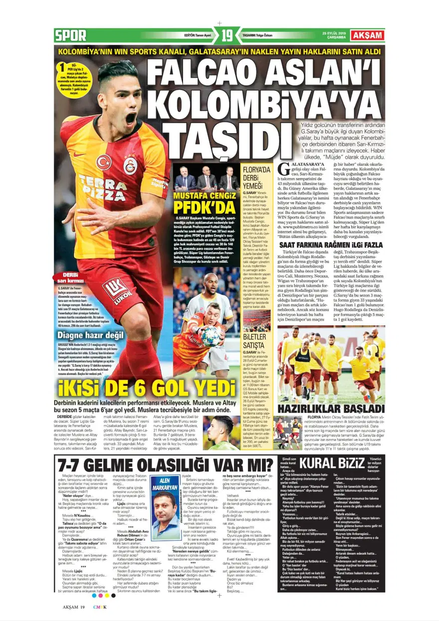 Günün spor manşetleri (25 Eylül 2019) 3
