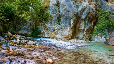 Muğla ile Antalya'yı ayıran Saklıkent Kanyonu ziyaretçilerini serinletiyor
