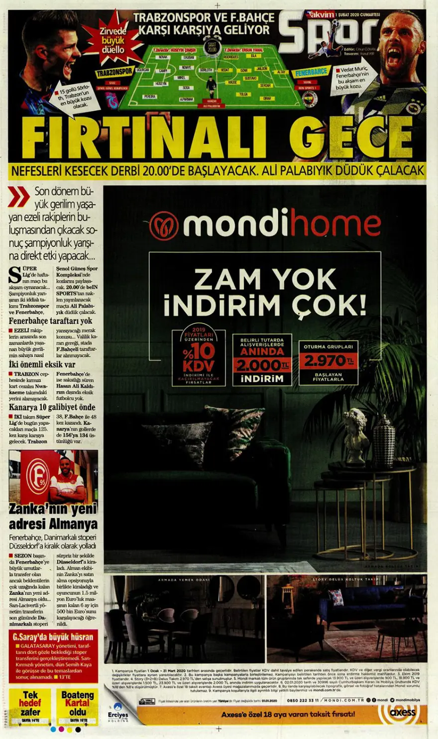 Günün spor manşetleri (1 Şubat 2020) 9
