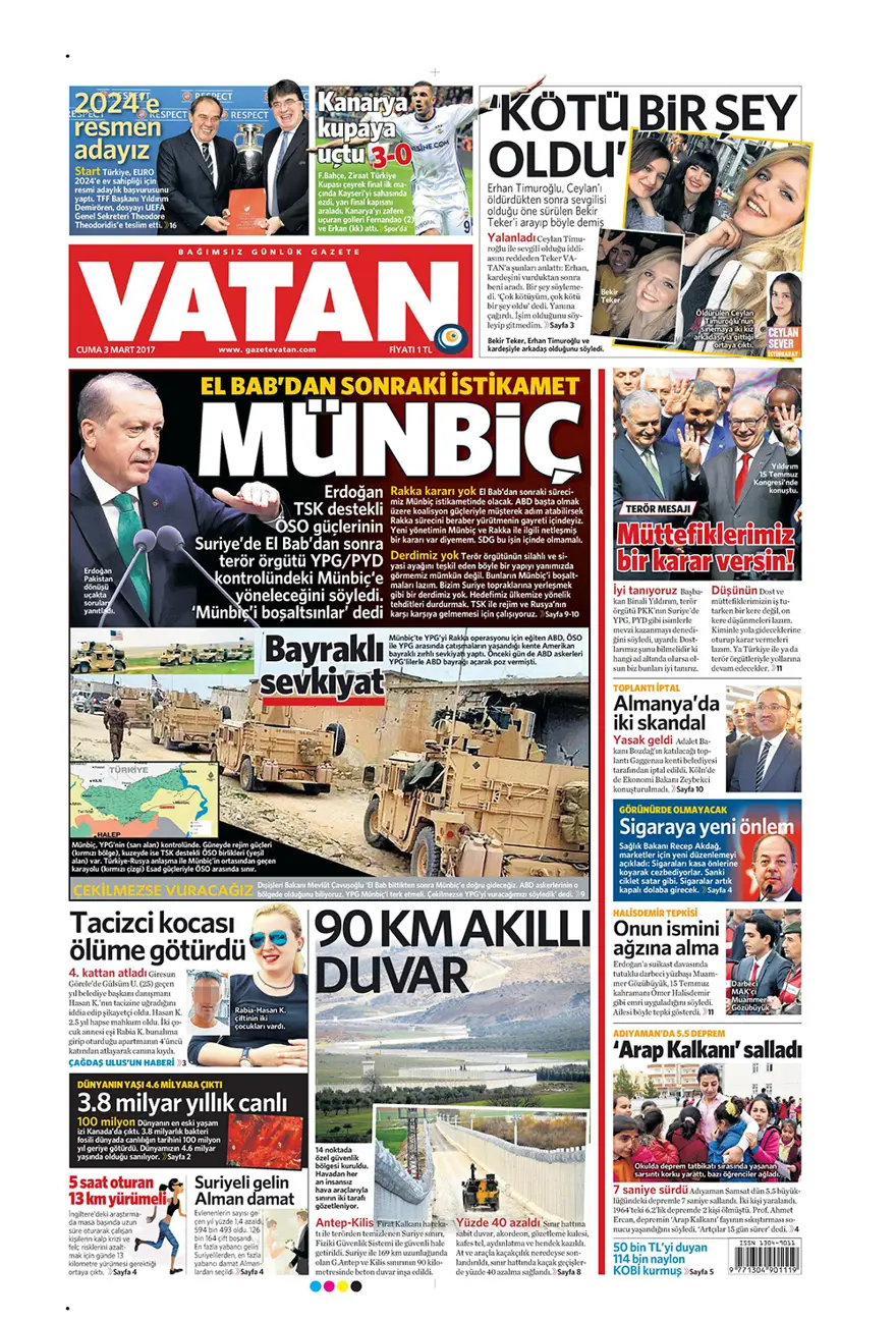Günün gazete manşetleri - 3 Mart 2017 2