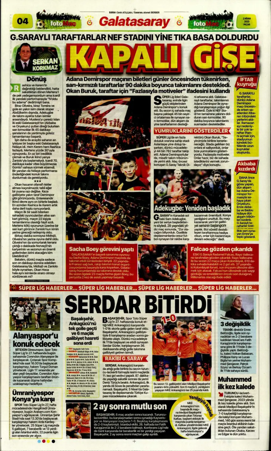 Günün spor manşetleri (2 Nisan 2023) 4