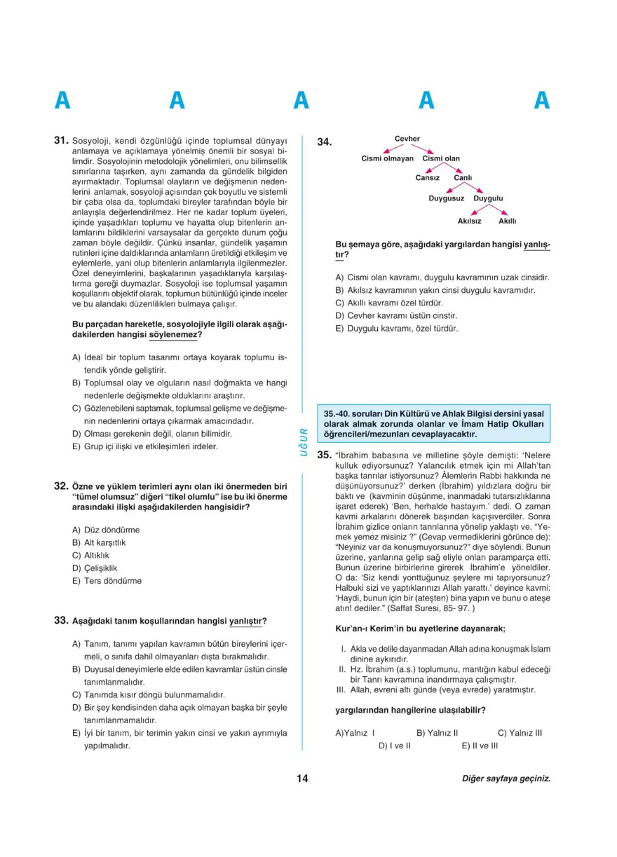 YKS - AYT deneme sınavı 13