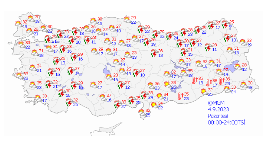 4 EYLÜL PAZARTESİ HAVA DURUMU 15 4 EYLÜL PAZARTESİ HAVA DURUMU 15