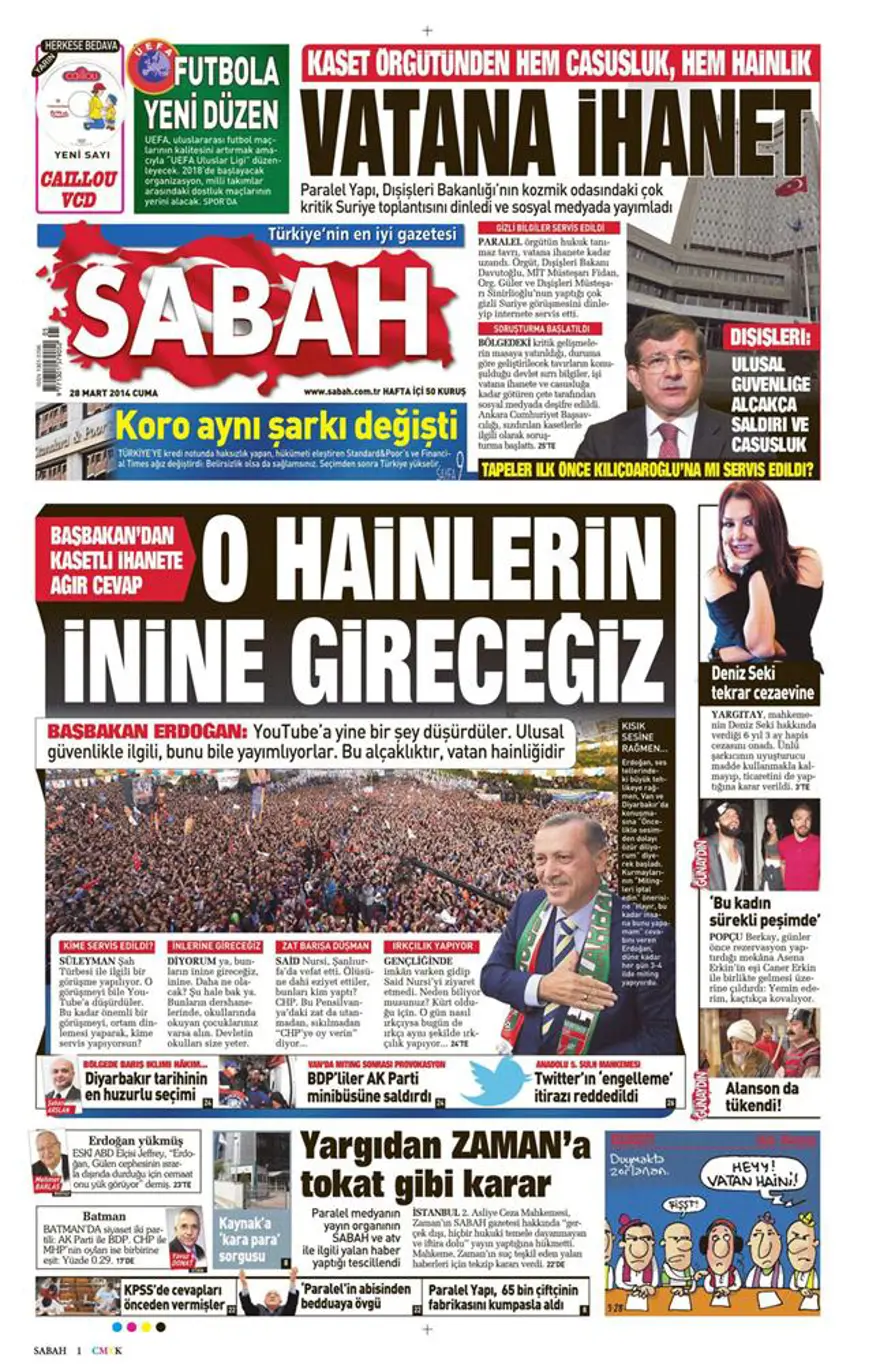 Günün gazete manşetleri - 28 Mart 2014 2