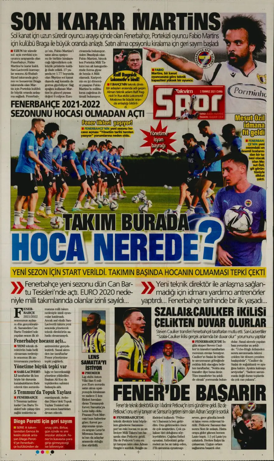 Günün spor manşetleri (2 Temmuz 2021) 12