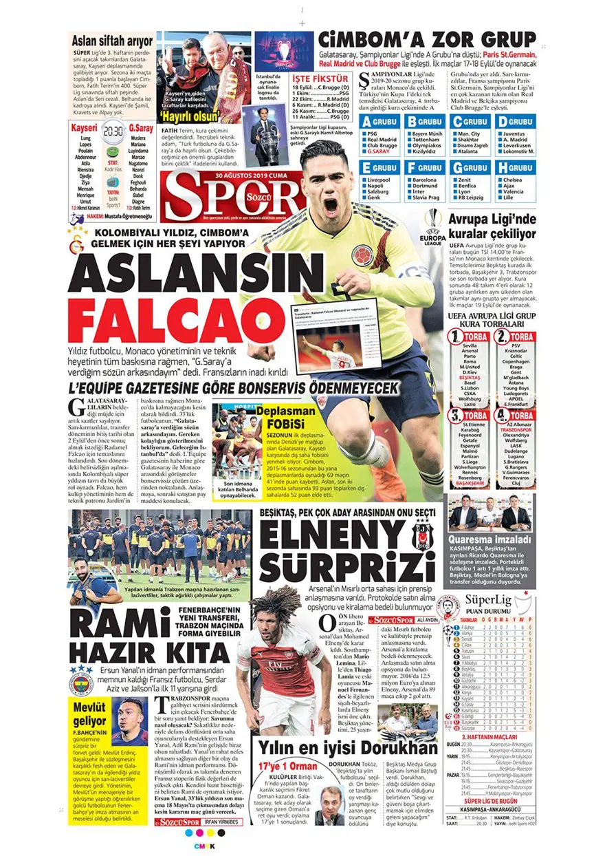 Günün spor manşetleri (30 Ağustos 2019) 12