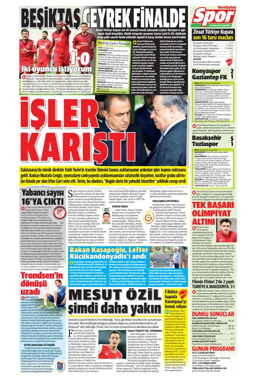 Günün spor manşetleri (14 Ocak 2021) 17
