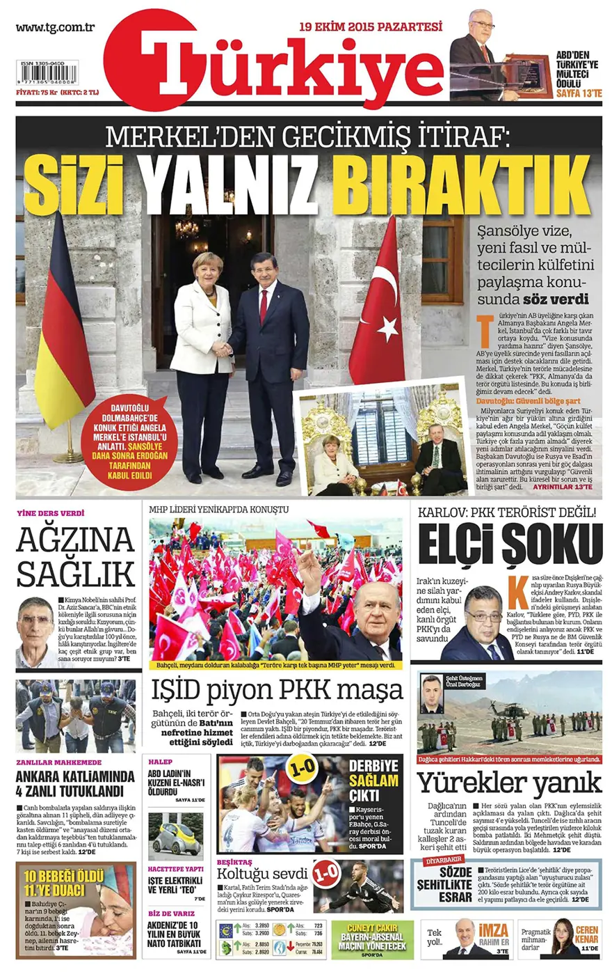 Günün gazete manşetleri - 19 Ekim 2015 7