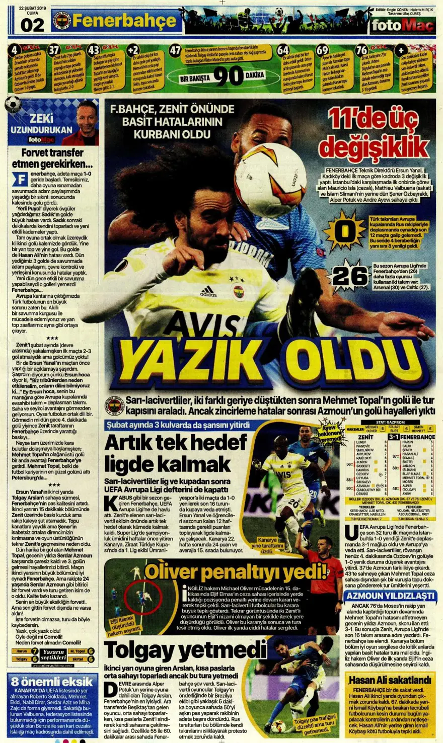 Günün spor manşetleri (22 Şubat 2019) 6