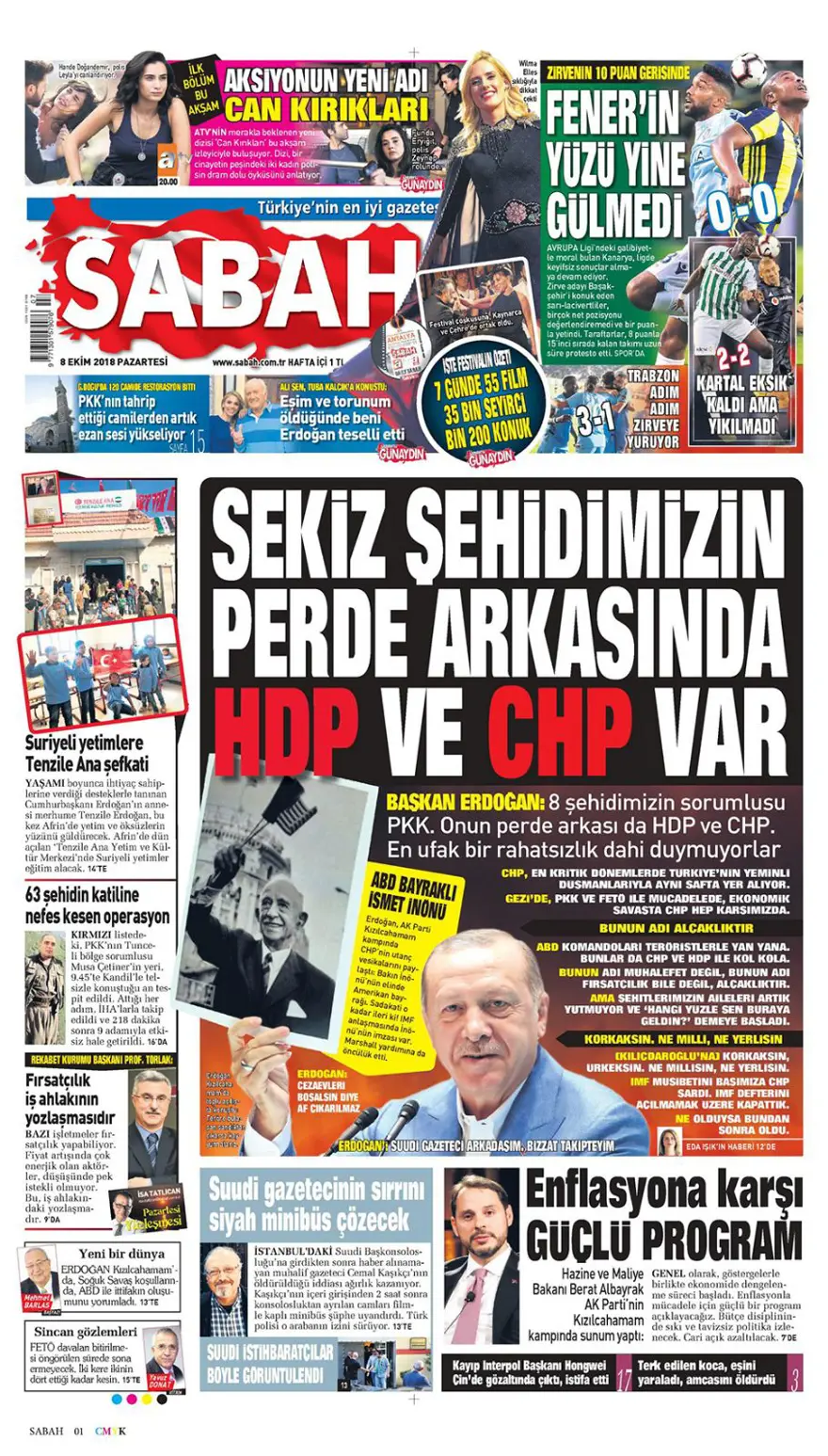 Günün gazete manşetleri - 8 Ekim 2018 10