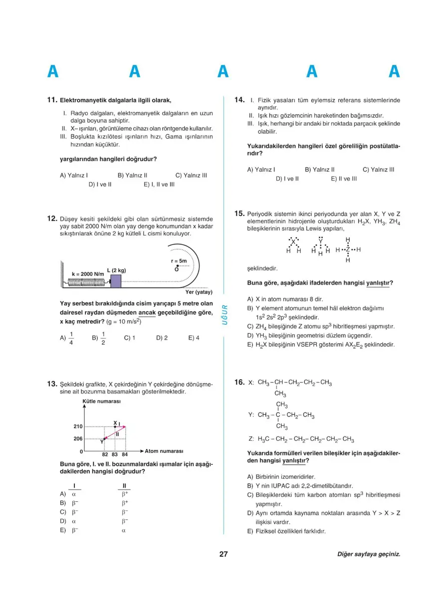 Uğur Okulları YKS - AYT deneme sınavı 26 Uğur Okulları YKS - AYT deneme sınavı 26