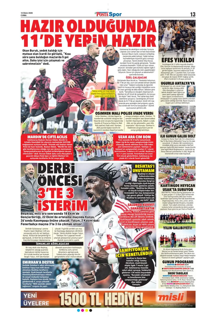 "Operasyon başlıyor" (10 Ekim 2025 spor manşetleri) 12 "Operasyon başlıyor" (10 Ekim 2025 spor manşetleri) 12