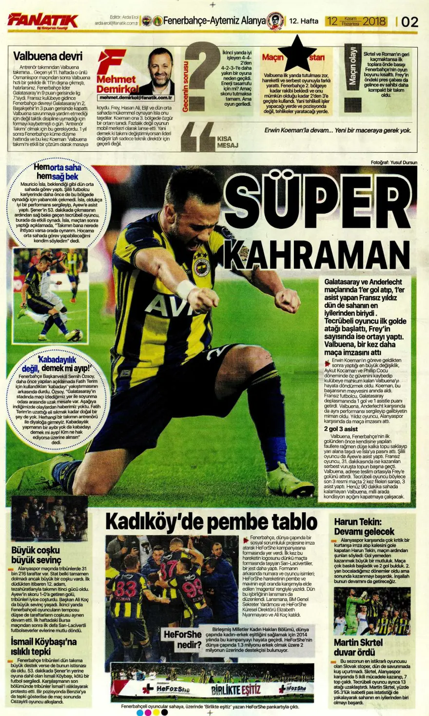 Günün spor manşetleri (12 Kasım 2018) 5