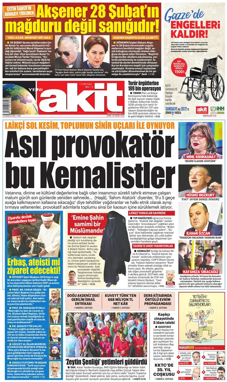 Günün gazete manşetleri - 16 Kasım 2018 4 Günün gazete manşetleri - 16 Kasım 2018 4