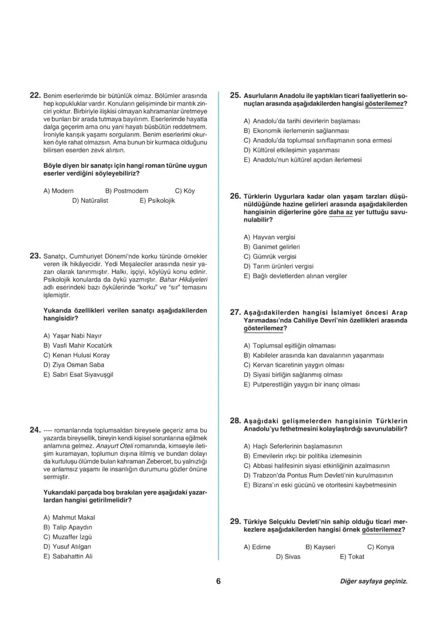 Uğur Okulları AYT -2 deneme sınavı 5