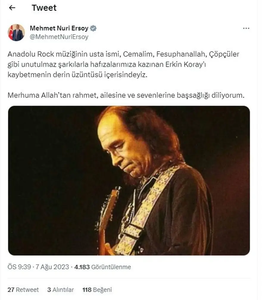 SİYASİLERDEN ERKİN KORAY PAYLAŞIMI 4