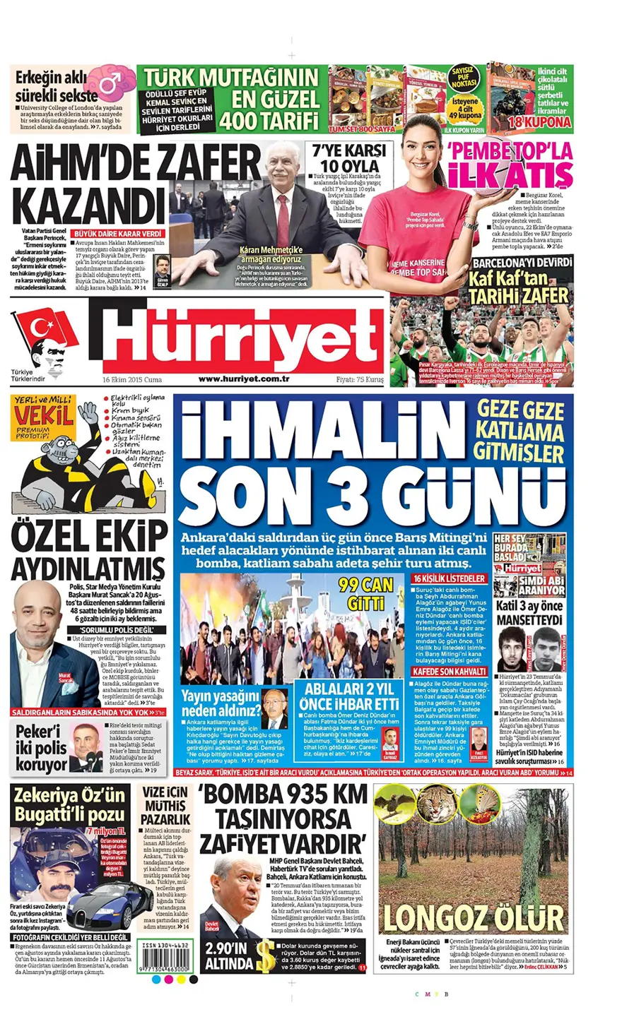 Günün gazete manşetleri - 16 Ekim 2015 3