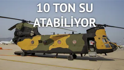 Uçan kale alevlerle mücadele ediyor