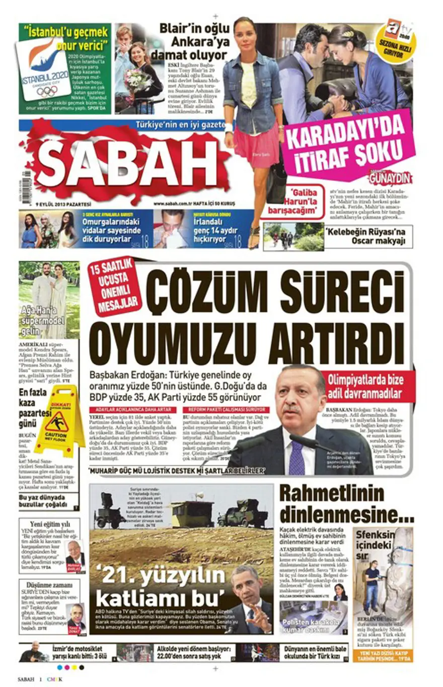 9 Eylül 2013 gazete manşetleri 13