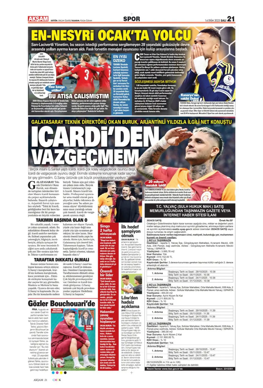 "Gürcistan'ı yen Play-off'u gör" (14 Ekim 2025 spor manşetleri) 4