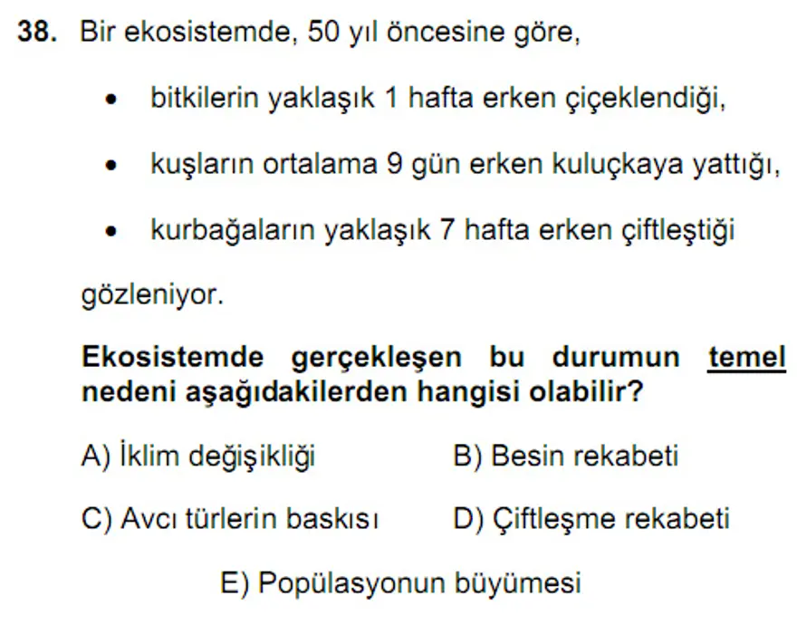 YGS Fen Bilimleri Soruları ve Yanıtları 37