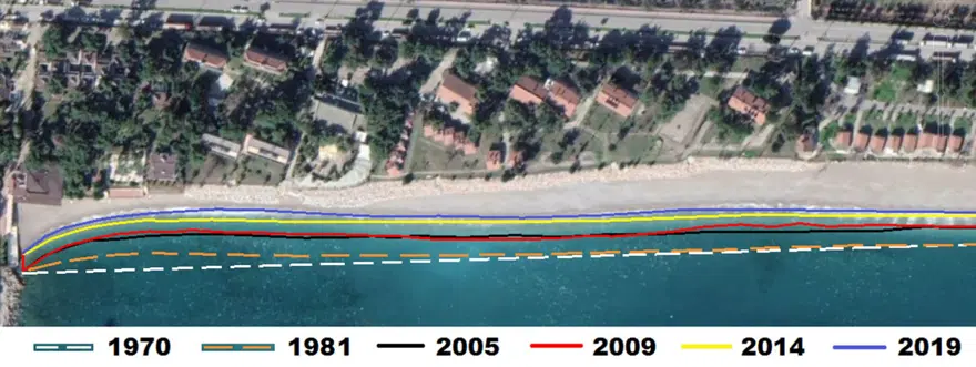 Konyaaltı Sahili 60 yılda 35 metre eridi, bir havluluk yer kaldı Konyaaltı Sahili 60 yılda 35 metre eridi, bir havluluk yer kaldı