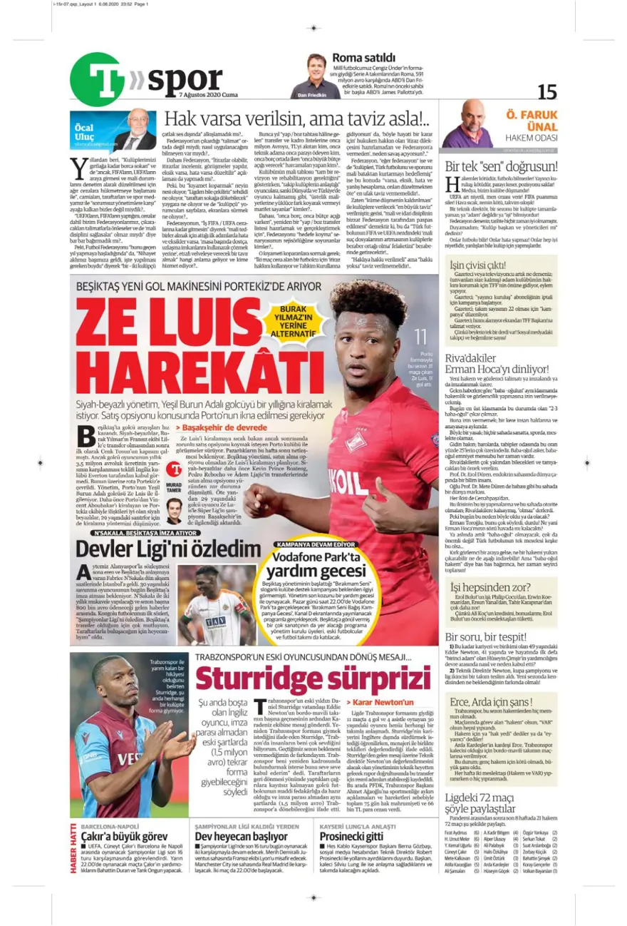 Günün spor manşetleri (07 Ağustos 2020) 14