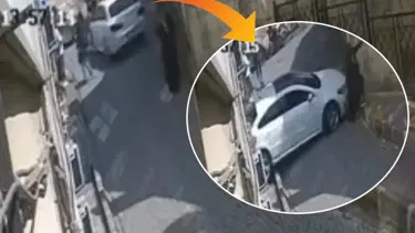 Geri vites yerine ileri vites yapınca önce kadına sonra duvara çarptı