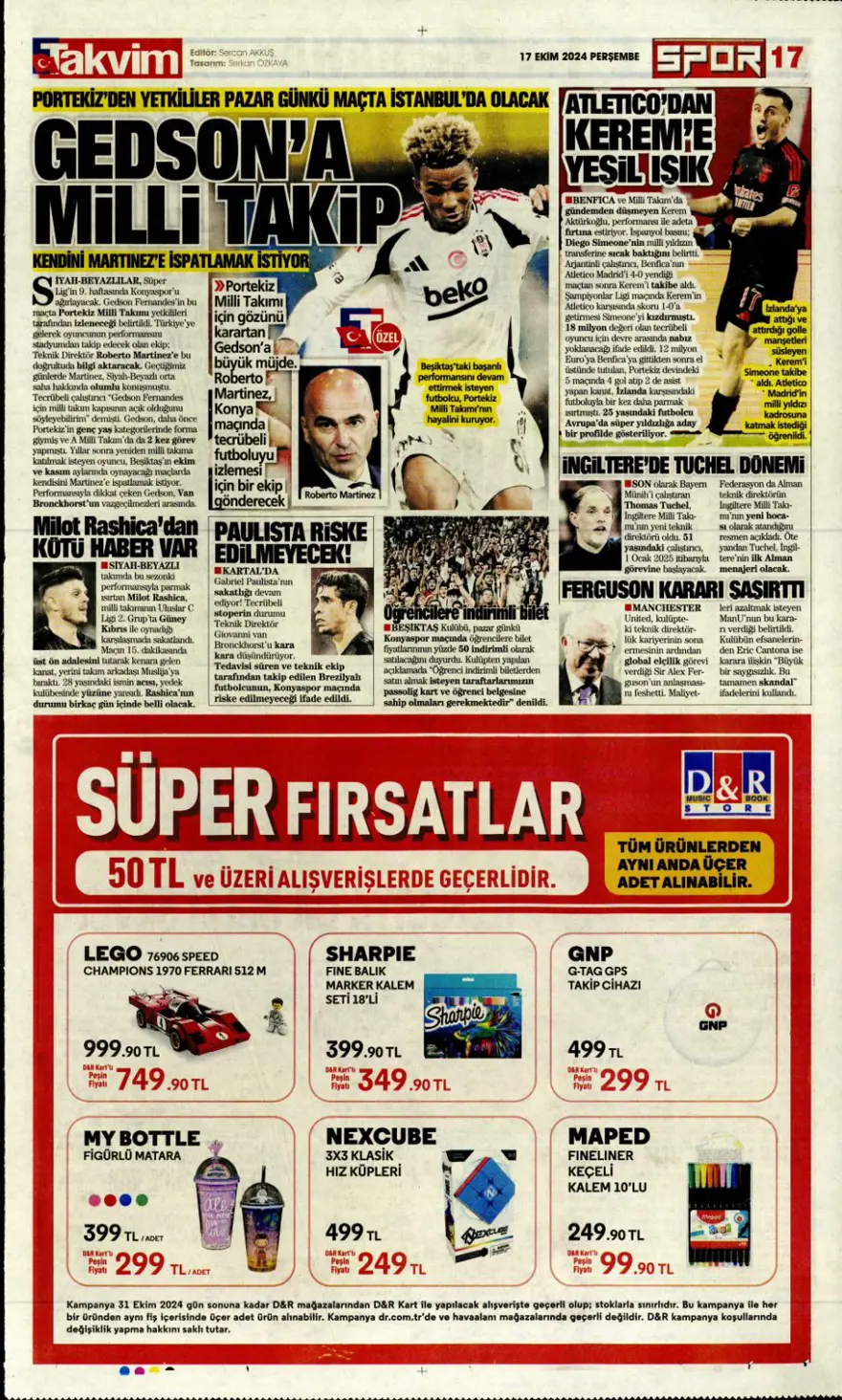 “İtalyan orta saha Fener'e” (17 Ekim 2024 spor manşetleri) 10