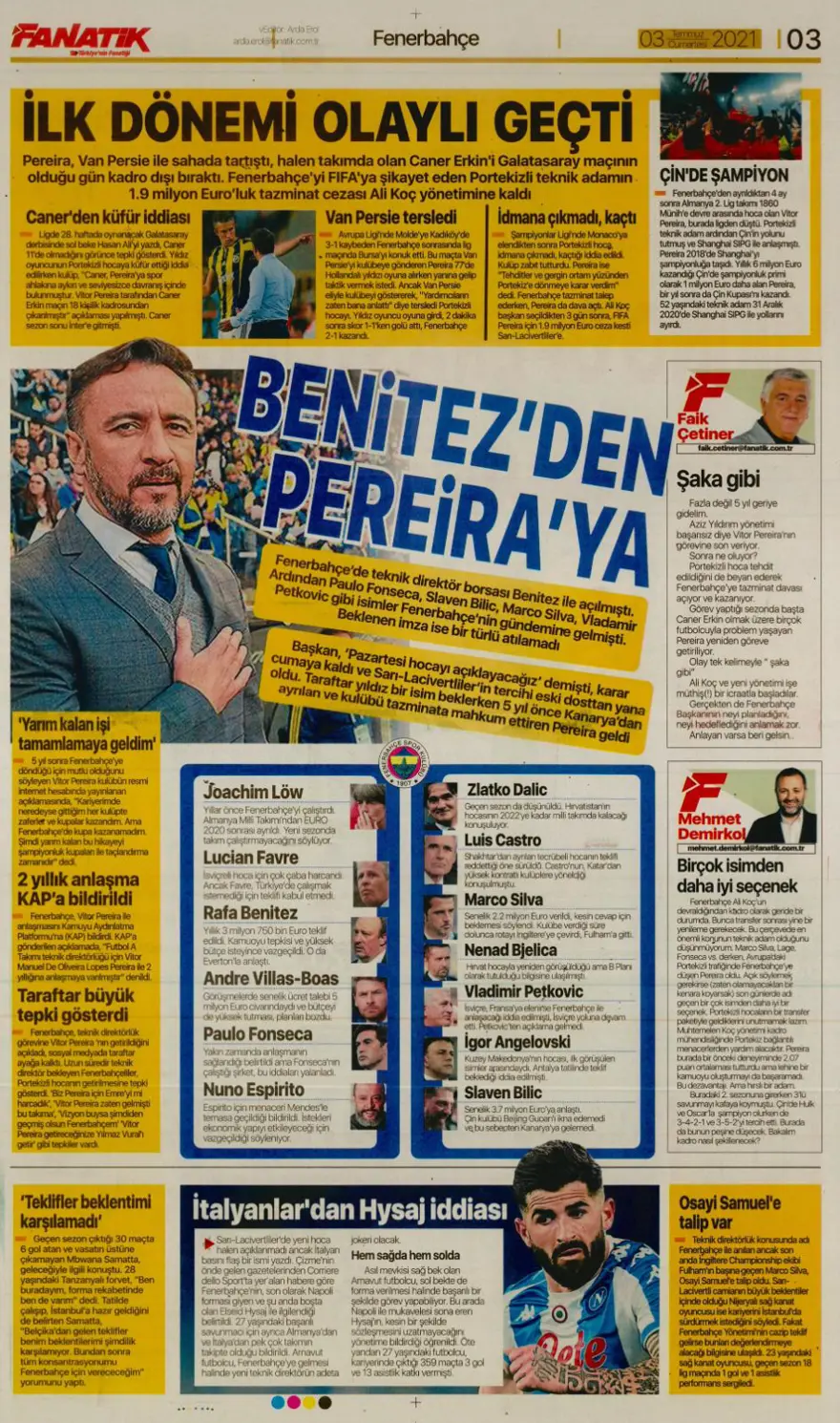 Günün spor manşetleri (3 Temmuz 2021) 2